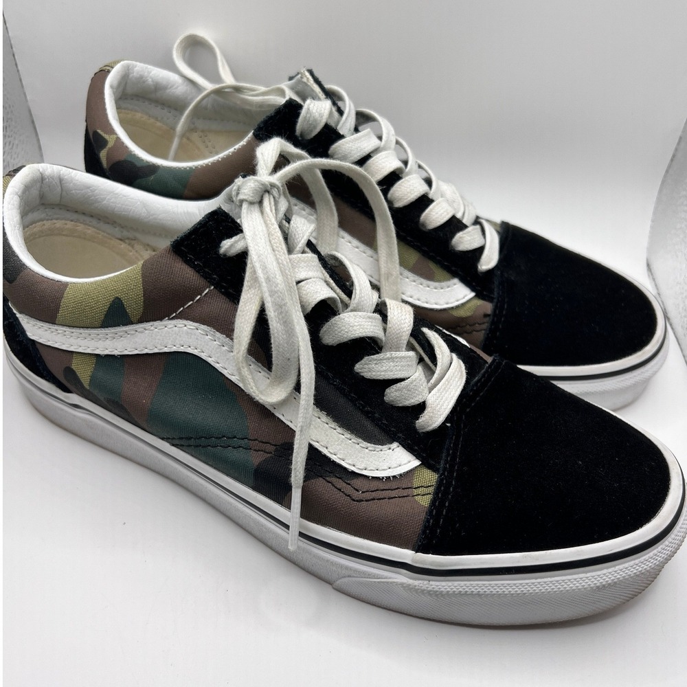 Vans Old Skool Size Men 6 Women 7.5 Camo Black Excellent Skate Shoes